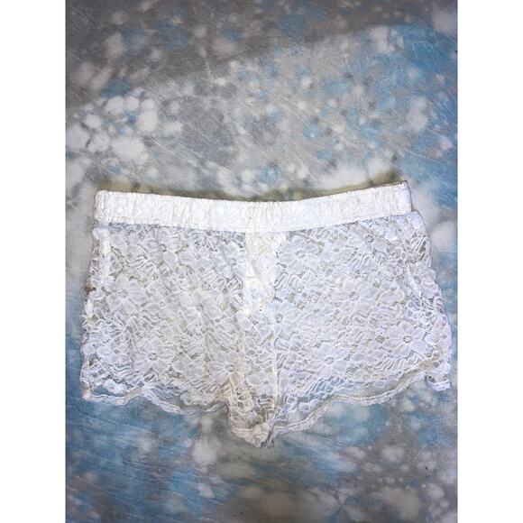 by ANTHROPOLOGIE Sheer Lace Boxer Shorts White Size Large  L LOUNGEWEAR FEMININE - Picture 5 of 7
